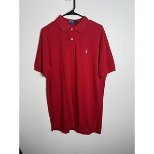 Ralph Lauren Men Polo Shirt Size L Red Pony Short Sleeve Cotton